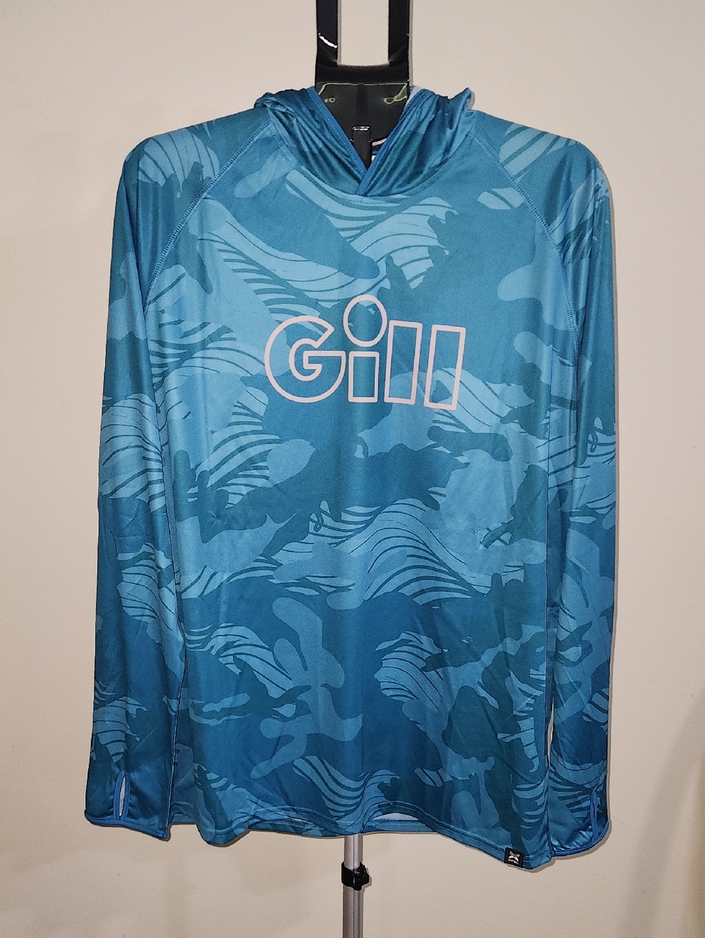 NWOT Mens Gill UV TEC Hoodie. Blue Camouflage. Size XL